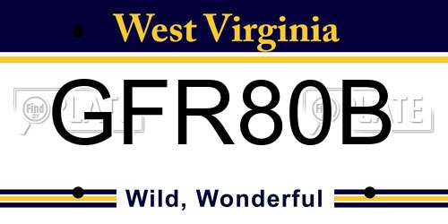 GFR80B West Virginia License Plate