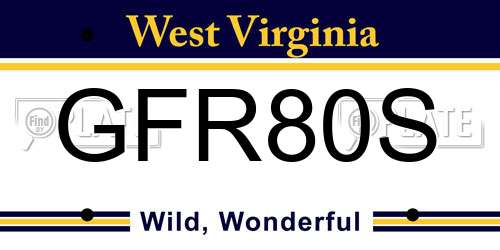 GFR80S West Virginia License Plate