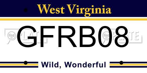 GFRB08 West Virginia License Plate