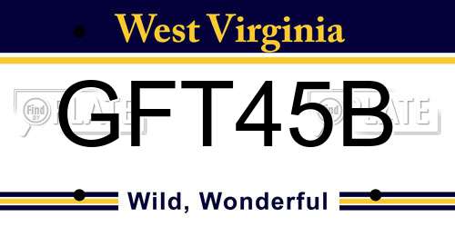 GFT45B West Virginia License Plate