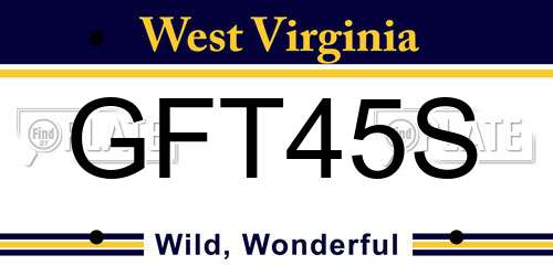 GFT45S West Virginia License Plate
