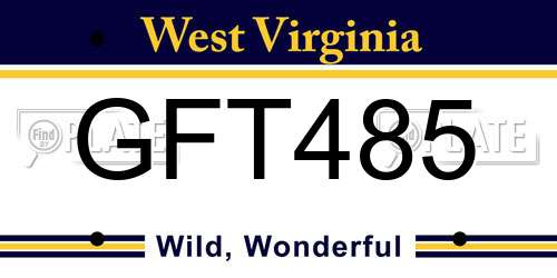 GFT485 West Virginia License Plate