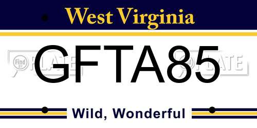 GFTA85 West Virginia License Plate