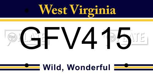 GFV415 West Virginia License Plate