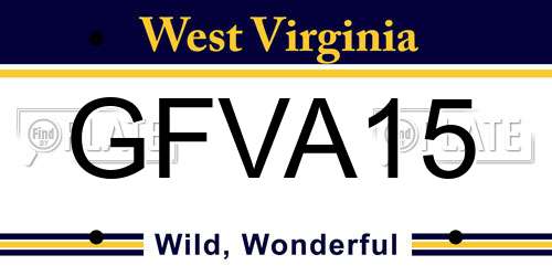 GFVA15 West Virginia License Plate