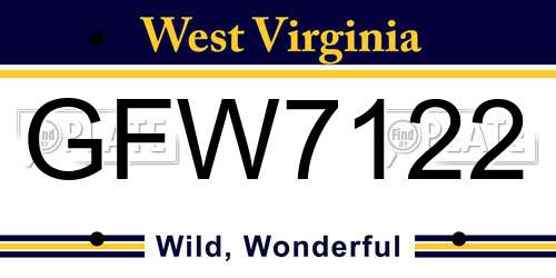 GFW7122 West Virginia License Plate