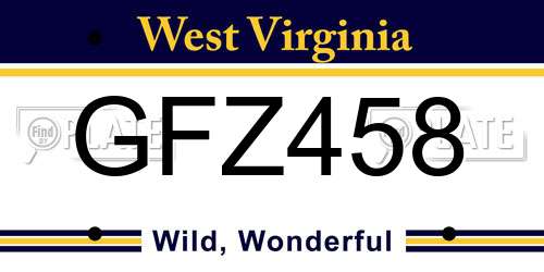 GFZ458 West Virginia License Plate