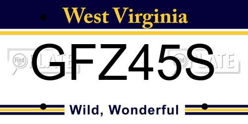 GFZ45S West Virginia License Plate