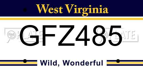 GFZ485 West Virginia License Plate