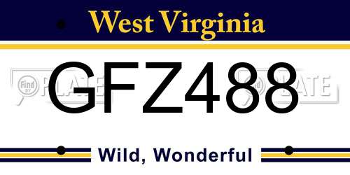 GFZ488 West Virginia License Plate