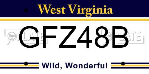 GFZ48B West Virginia License Plate