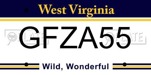 GFZA55 West Virginia License Plate