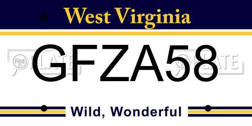 GFZA58 West Virginia License Plate