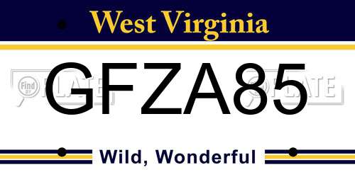 GFZA85 West Virginia License Plate