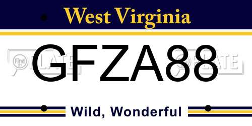 GFZA88 West Virginia License Plate