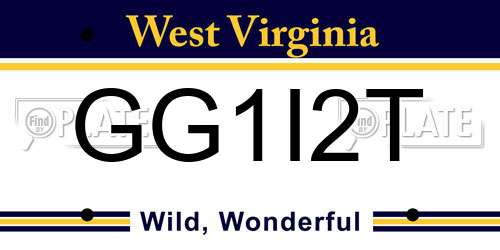 GG1I2T West Virginia License Plate