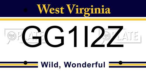 GG1I2Z West Virginia License Plate