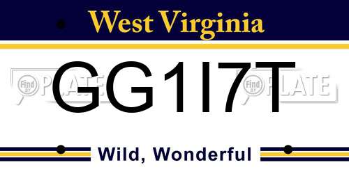 GG1I7T West Virginia License Plate