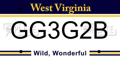 GG3G2B West Virginia License Plate
