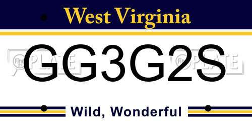 GG3G2S West Virginia License Plate