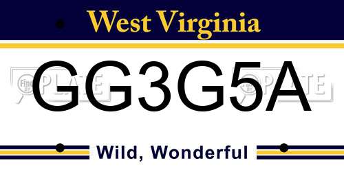 GG3G5A West Virginia License Plate