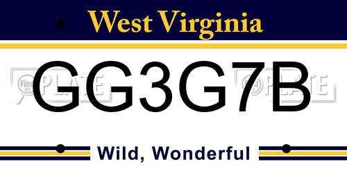 GG3G7B West Virginia License Plate