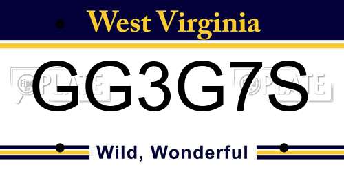 GG3G7S West Virginia License Plate