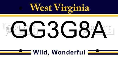 GG3G8A West Virginia License Plate