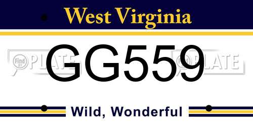 GG559 West Virginia License Plate