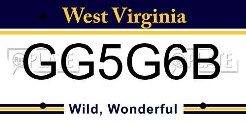 GG5G6B West Virginia License Plate