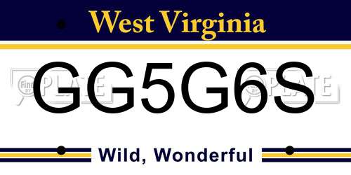 GG5G6S West Virginia License Plate