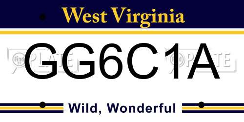GG6C1A West Virginia License Plate