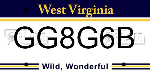 GG8G6B West Virginia License Plate