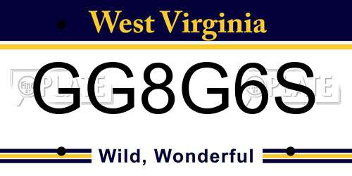 GG8G6S West Virginia License Plate