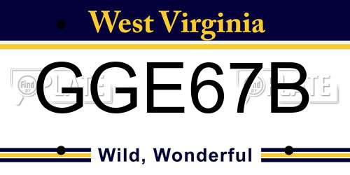 GGE67B West Virginia License Plate