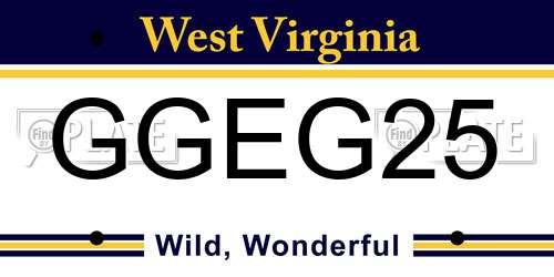 GGEG25 West Virginia License Plate
