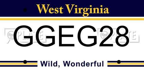 GGEG28 West Virginia License Plate