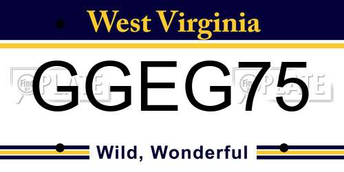 GGEG75 West Virginia License Plate