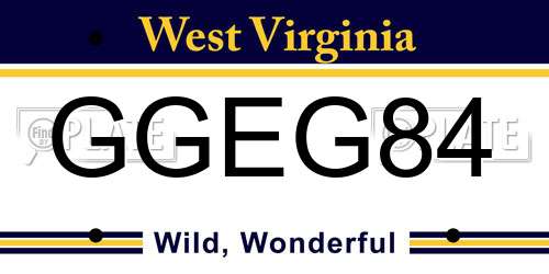 GGEG84 West Virginia License Plate