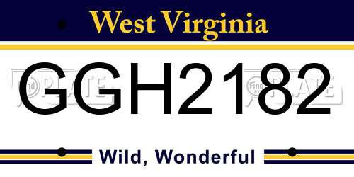 GGH2182 West Virginia License Plate