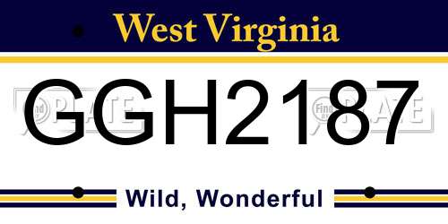 GGH2187 West Virginia License Plate