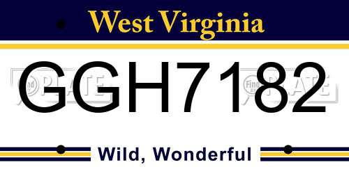 GGH7182 West Virginia License Plate