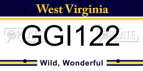 GGI122 West Virginia License Plate
