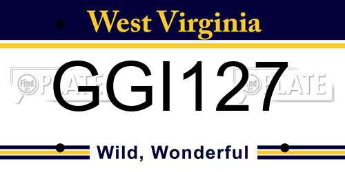 GGI127 West Virginia License Plate