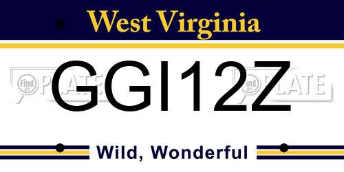 GGI12Z West Virginia License Plate