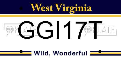 GGI17T West Virginia License Plate