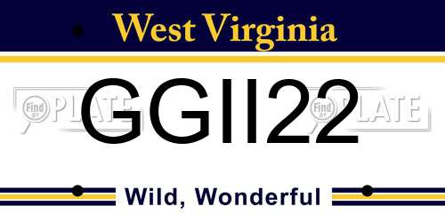 GGII22 West Virginia License Plate