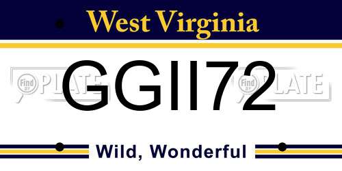 GGII72 West Virginia License Plate
