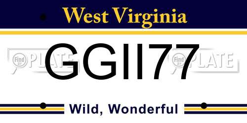 GGII77 West Virginia License Plate