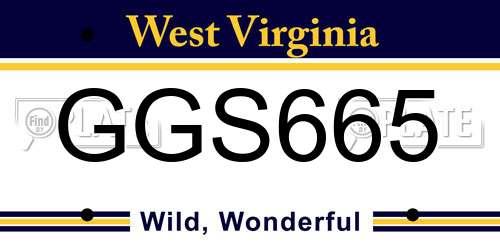 GGS665 West Virginia License Plate